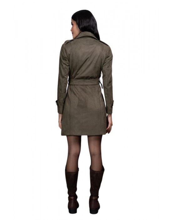 Women Double Breasted Coat Olive